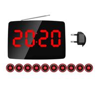 Junterone de Llamada de Buscapersonas Inalámbrico para Restaurante, 10 Botones de Llamada para Bar, Oficina, Servicio de Atención Al Cliente, Timbre de Camarero, Enchufe Europeo