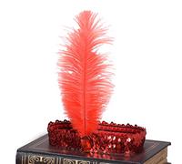 Junterone Diadema con lentejuelas Showgirl Disfraz de pluma Tocado Diadema Ajustes de un tamano grande