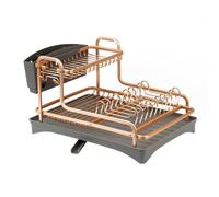 Junterone - Escurridor para platos de cocina, acero inoxidable, soporte de drenaje de , accesorios para escurridores, organizador de platos de almacenamiento, estante dorado