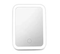 Junterone Espejo de Tocador LED con Luces, Portátil, para Viajes, Cosmético, Sobremesa, Espejo de Escritorio Iluminado, Recargable por USB, Color