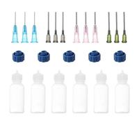 Junterone Frascos aplicadores de precisión de 1 onza, 12 frascos de punta de aguja de 30 ml, pequeños frascos de prensa, mini botella de aguja con tapas