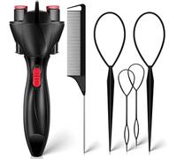 Junterone Juego de 4 Piezas para Automático de Cabello, Máquina Eléctrica para de Cabello con Herramienta para de Caballo, Adecuada para Rizadores de Cabello Caseros