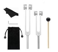 Junterone Juego de DiapasóN 128 Hz 256 Hz DiapasóN Curativo de AleacióN de Aluminio con Martillo de Silicona