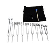 Junterone Juego de Diapasones de Chakras de Aleación de Aluminio con Martillos para Curación, Terapia de Sonido, Meditación, Yoga Plateado