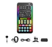 Junterone - Kit de cambiador de voz I9, tarjetas de sonido Bluetooth Live con efectos de audio múltiples, herramienta de micrófono de tarjeta de sonido en portátil ultrafina, fácil de usar