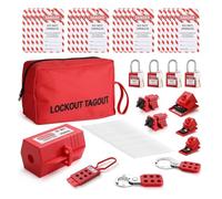 Junterone Kit de Consignación de Bloqueo Eléctrico de Morallones, Bloqueos de Disyuntor Multipolares Universal con Abrazadera, Etiquetas LotoLockout