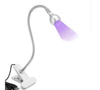 Junterone LáMpara de UñAs LED UV - Mini LáMpara de UñAs LED LáMpara de Gel X para UñAs con Clip de Seguridad Luz LED Giratoria, Plateada
