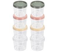 Junterone - Lote de 8 recipientes redondos de plástico con tapas, pequeños tarros de almacenamiento de congelador reutilizables con tapa de rosca 700 ml