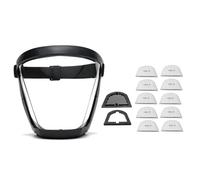 Junterone - Máscara de protección de trabajo, máscara de protección integral, transparente, protector antipolvo, con 10 filtros, color negro