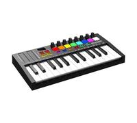 Junterone Mini Teclado Portátil de Control MIDI, USB, Teclado Secuenciador, Pads de Batería Retroiluminados, 8 Perillas, OLED, Controlador de 25 Teclas