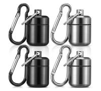 Junterone Paquete de 4 fundas de transporte para tapones para los oídos, llaveros, estuche para píldoras portátil, estuche para tapones para los oídos de metal resistente al agua, recipiente para