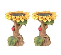 Junterone Pedestal de baño de de poliresina, regalos de girasol hechos a mano para jardín al aire libre, fuentes de baño de pájaros, decoración de jardín