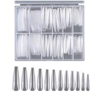 Junterone Pieza de ExtensióN de UñAs de 240 Piezas, Pieza de UñAs Trapezoidal Larga 12 TamañOs, Adecuada para Tiendas de UñAs y Arte de UñAs de Bricolaje