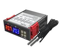 Junterone Regulador de Temperatura del Termostato de Pantalla Digital Dual con Sonda Doble, Sonda de Sensor de CalefaccióN Dos W/ReléS de Salida B