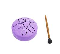 Junterone - Tambor de lengua de acero de 3 pulgadas, 6 tonos, mini tambor de mano con palillos, instrumentos musicales de percusión, tambor púrpura