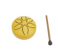 Junterone - Tambor de lengua de acero de 3 pulgadas, 6 tonos, mini tambor de mano con palillos, instrumentos musicales de percusión, tambor amarillo