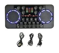 Junterone - Tarjeta de sonido V300 Pro, interfaz de audio compatible con Bluetooth, mezclador DJ, efecto digital, consola de reducción de ruido, grabación USB