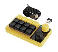 Junterone Teclado de Botones Teclado RGB Mecánico Hotswap Macropad Programación Macro 2.4G Personalizado Negro Amarillo