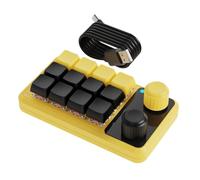 Junterone Teclado de Botones Teclado RGB Mecánico Hotswap Macropad Programación Macro Personalizado Negro Amarillo