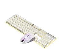 Junterone teclado mecánico con cable con ratón LED teclado silencioso teclado impermeable para deportes electrónicos y uso en oficina-C