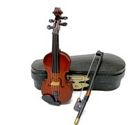 Junterone Violín Miniatura con Sonido, Mini Regalo Decoración Instrumento Musical, Adorno Modelo de Violín