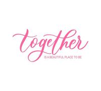 Juntos es un hermoso lugar para estar ondulado elegante caligrafía ortografía Calcomanías de letras 48x111cm Incluye kit de película de transferencia Rosa
