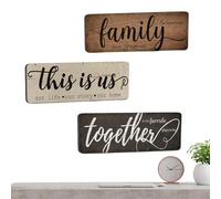 Juntos, esta es nuestra familia rústica decoración del hogar | Madera rústica granjero letreros de arte | Decoraciones colgantes con citas decorativas para dormitorio sala de estar cocina