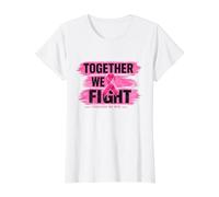 Juntos luchamos contra el cáncer de Mama Pink Ribbon Camiseta gráfica económica, Mujer, Blanco, XS