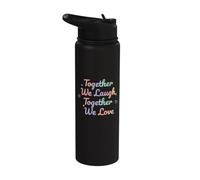 Juntos reímos juntos, amamos la cita del corazón en colores Stainless Steel Insulated Water Bottle