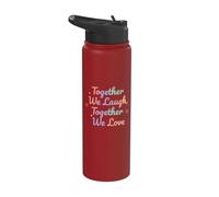 Juntos reímos juntos, amamos la cita del corazón en colores Stainless Steel Insulated Water Bottle