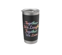 Juntos reímos juntos, amamos la cita del corazón en colores Vaso térmico de acero inoxidable de doble pared