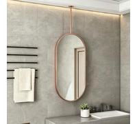 Junvstor Espejo de tocador de baño Decorativo, Espejos Colgantes montados en el Techo, Marco de Metal, Espejo de Pared Ovalado, Vidrio HD para Maquillaje(Double-Sided)