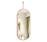 Junvstor Espejo de tocador para baño suspendido, Espejo Colgante de Techo Moderno con Marco de Metal Dorado Rosa, Espejo de Vidrio Flotante de 6 tamaños(Double-Sided)