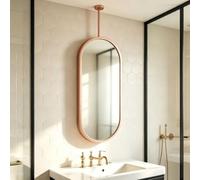 Junvstor Espejo Flotante con Marco de Metal, Espejos de Maquillaje para tocador de baño, Espejo Decorativo para Colgar en el Techo, Ovalado(Double-Sided)