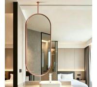Junvstor Espejo suspendido para Montaje en Techo, Transparente, práctico, HD, Moderno, Ovalado, Barra Colgante, Espejos, tocador de baño, Espejo de Maquillaje, Oro Rosa(Double-Sided)