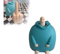 Junwait Divertidos Adornos de Estatua de Dedo Medio Sonriente, decoración de Escultura de Hombre de Resina, Peculiar Estatua de Mano de Dedo Medio para Mesa, Estante de Oficina, decoración de