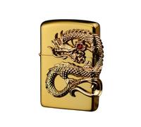 junweideyi Encendedor chino del dragón 2024, regalo del año del dragón, reemplazable para Zippo (solo funda), tamaño de inserto compatible 3,6 cm x 1,2 cm x 5 cm (dorado)