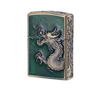 junweideyi Encendedor chino del dragón 2025, regalo del año del dragón, reemplazable para cremallera (solo funda), tamaño de inserto compatible: 3,6 cm x 1,2 cm x 5 cm (verde)
