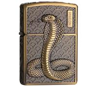 junweideyi Mechero de serpiente 2025, regalo del año de la serpiente, reemplazable para Zippo (solo funda), tamaño de inserto compatible: 3,6 cm x 1,2 cm x 5 cm