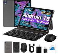 JUNYANG Tableta, Android 15 tabletas de 11 pulgadas con teclado/funda/ratón, 12 GB + 128 GB + 2 TB ampliable, tabletas Octa-Core AI con WiFi 6, batería de 8000 mAh, pantalla táctil grande HD, tableta