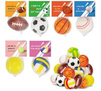 Junyaoii 12 pelotas de 6,3 cm, para aliviar el estrés, incluye fútbol, baloncesto, tenis, béisbol, voleibol, rugby, con tarjetas de intercambio, para fiestas, premios, piñata, relleno, bolsas de