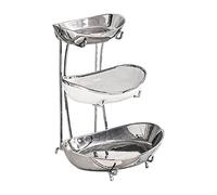 JUNYFFF Cesta De Frutas De Cerámicas Frutero 3 Niveles Cuenco De Frutas Decorativo Tazón De Frutas Cerámicas De 3 Pisos Cerámica, Con Soporte Metálico Para Cocina Mostrador Y Organizador,B