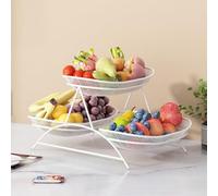 JUNYFFF Frutero 3 Pisos Cesta De Frutas, Fruteros De Alambre Metálico para Cocina, para Mostrador De Cocina Cesto para Frutas 3 Niveles, Verduras, Pan, Aperitivos, Utensilios De Cocina,Blanca