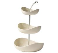 JUNYFFF Fruteros De Cocina Modernos Frutero 3 Pisos, Frutero De Cerámica Cesta De Frutas De 3 Niveles con Soporte Metálico para Decoración De Cocina, Verduras, Frutas, Aperitivo,Blanca