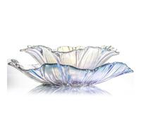 JUNYFFF Large Glass Serving Plate, Decorative And Colourful Bowl for Dinner, Salad, Snack, Dessert, Wedding, Candy, 2Pcs,Blanco