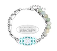 JunyiDIY Cadenas Dobles de Amazonita en Pulsera Médica Personalizada con Código QR - Joyería de Alarma de Emergencia Personalizada en Acero Inoxidable Ajustable para Adultos Y6111