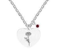 JunyiDIY Collar Campanilla de Enero con Colgante de Granate, Joyería con Gema Roja del Primer Mes para Cumpleaños de Mujer y Día de la Madre YA5545
