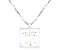 JunyiDIY Collar con colgante cuadrado de montaña de fe de acero inoxidable de baja sensibilidad, joyería de semillas de mostaza para hombres, marido, papá, hijo, día del padre, regalo de graduación,
