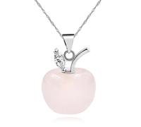 JunyiDIY Collar con colgante de manzana para mujer | Joyería elegante hipoalergénica de cuarzo rosa para esposas, regalo de cumpleaños de Navidad YA4030