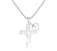 JunyiDIY Collar de acero de titanio para hombre, diseño de cruz de árbol de la vida, estilo hip hop, cadena de clavícula de semillas de mostaza para mujer, Adjustable, Acero inoxidable, No es una
